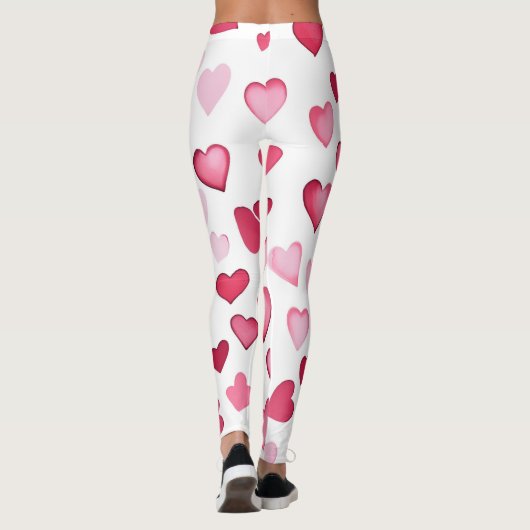 Roze Rode Harten Valentijnse Patroon Leggings (Achterkant)