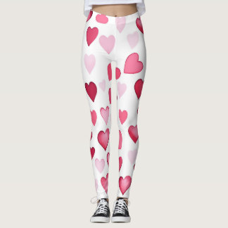 Roze Rode Harten Valentijnse Patroon Leggings