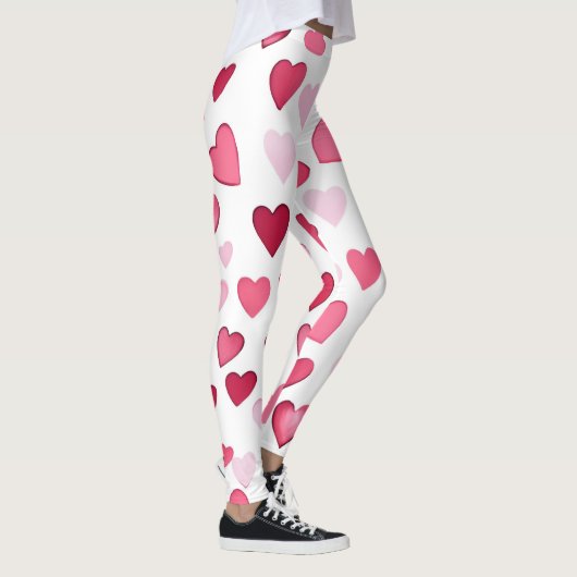 Roze Rode Harten Valentijnse Patroon Leggings (Rechts)