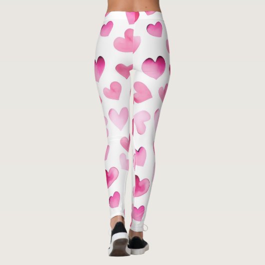 Roze Rode Harten Valentijnse Patroon Leggings (Achterkant)