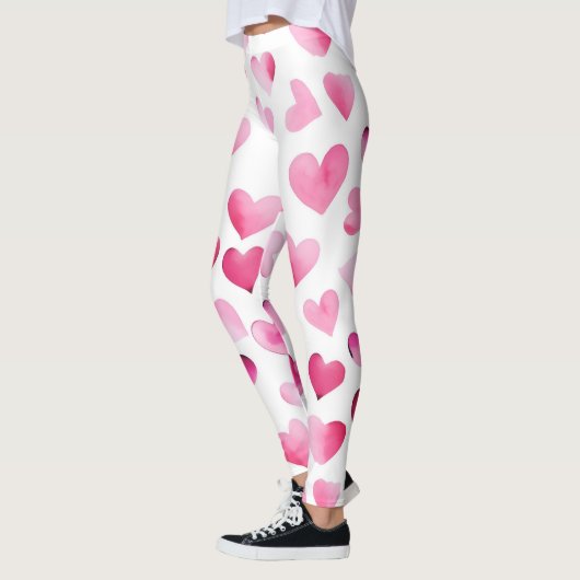 Roze Rode Harten Valentijnse Patroon Leggings (Links)
