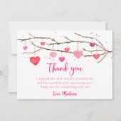 Roze Rode Harten Verjaardag Bedankkaart (Voorkant)