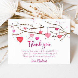 Roze Rode Harten Verjaardag Bedankkaart