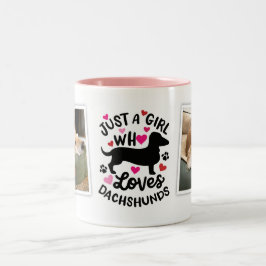 Roze rode harten Weiner-hondliefhebber foto koffie Tweekleurige Koffiemok