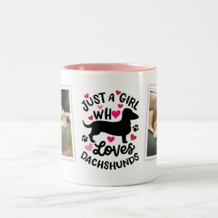 Roze rode harten Weiner-hondliefhebber foto koffie Tweekleurige Koffiemok