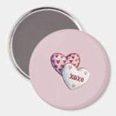 Roze Rode Harten XOXO Magneet (Voorkant / Achterkant)