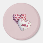 Roze Rode Harten XOXO Magneet (Voorkant)