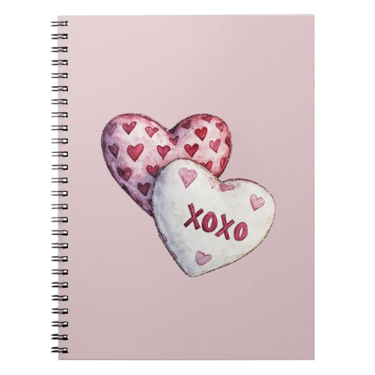 Roze Rode Harten XOXO Notitieboek (Voorkant)