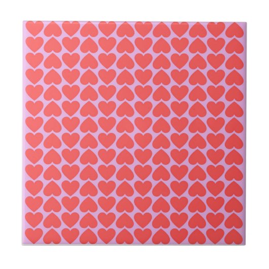 Roze rode hartritme Y2K-patroon Tegeltje (Voorkant)