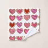 Roze rode hartsuiker koekje Valentijnsdag liefde Bad Handdoek (Wasdoekje)