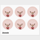 Roze & Rode Herten Dank u | Woodland Birthday Ronde Sticker (Vel)