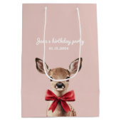 Roze & Rode Herten Gift Bag | Verjaardagsfeest in  Medium Cadeauzakje (Achterkant)