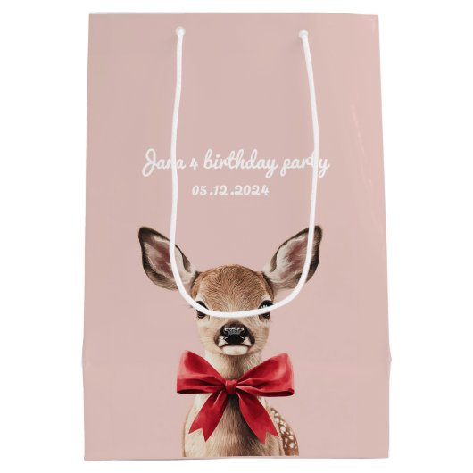 Roze & Rode Herten Gift Bag | Verjaardagsfeest in  Medium Cadeauzakje (Achterkant)