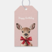 Roze & Rode Herten Gift Label | Verjaardagsfeest i Cadeaulabel (Voorkant)