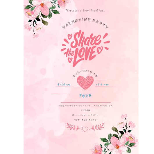Roze rode illustratie Valentijnsdag kaart