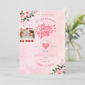 Roze rode illustratie Valentijnsdag kaart (Staand voorkant)
