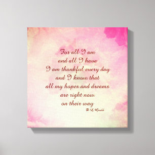 Roze rode  Inspirerend woorden canvas Afdruk