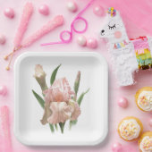 Roze rode Iris botanische kunst Papieren Bordje (Feest)