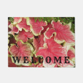 Roze rode kaladiumbladeren Floral welkom Deurmat (Voorkant)