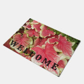 Roze rode kaladiumbladeren Floral welkom Deurmat (Schuin)