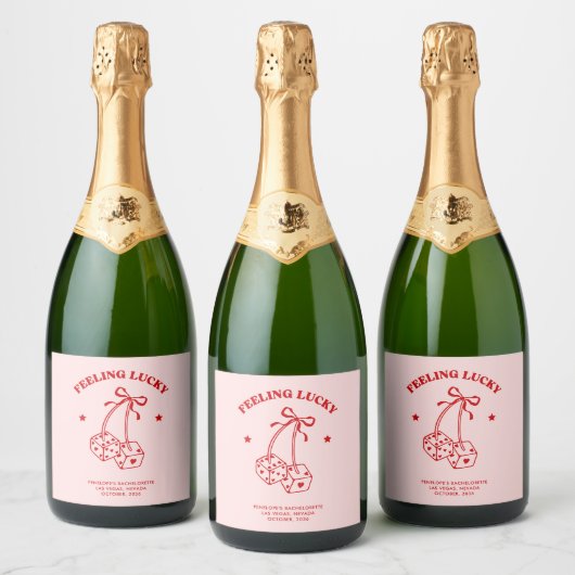 Roze & Rode Kersen Bachelorette Champagne Label Sparkling Wijnetiket (Flessen)