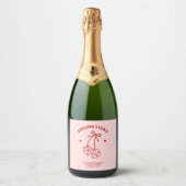 Roze & Rode Kersen Bachelorette Champagne Label Sparkling Wijnetiket (Voorkant)