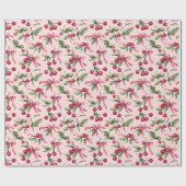 Roze & Rode Kersen Gelukkige Verjaardag Cadeaupapier (Vlak)