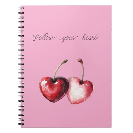Roze Rode Kersen Harten Notitieboek (Voorkant)