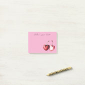 Roze Rode Kersen Harten Post-it® Notes (Op bureau)
