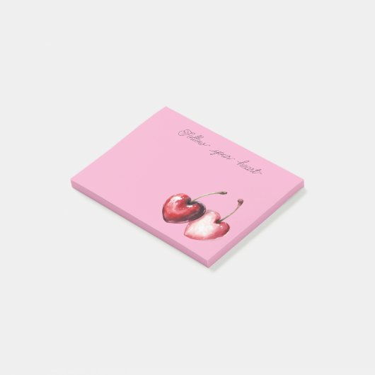 Roze Rode Kersen Harten Post-it® Notes (Schuin)