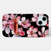 Roze-Rode Kersenbloesem iPhone / iPad hoesje (Achterkant (horizontaal))