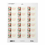 Roze Rode Kerst Bloemen Retour Adres Label (Full Sheet)