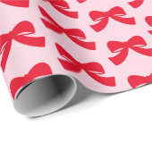 Roze Rode Kerst Bow Wrapping Paper Cadeaupapier (Rol Hoek)