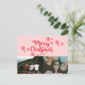 Roze rode kerstkaart feestdagenkaart (Staand voorkant)