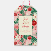 Roze Rode Kerstmis Cadeaulabel (Voorkant)