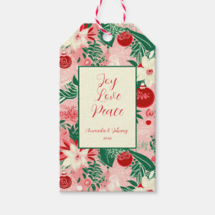 Roze Rode Kerstmis Cadeaulabel