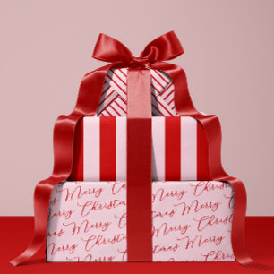 Roze rode klassieke strepen inpakpapier vel