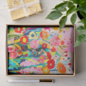 Roze Rode Kleuren Bloem Abstract Schilderij Decoup Tissuepapier (Geschenk)