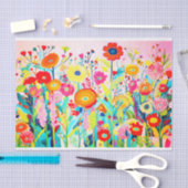 Roze Rode Kleuren Bloem Abstract Schilderij Decoup Tissuepapier (Craft)