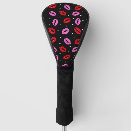 Roze rode kus lips en harten Golf Head Hoesjes Golfheadcover (Voorkant)