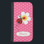 Roze rode ladybug polka, hoesje voor blaasjes<br><div class="desc">Verdomd origineel rode ladybug / ladybird op een roze polka bloemen kinder celtelefoon. Leest Monica of je kunt je personaliseren met je eigen naam. Uitsluitend ontworpen door Sarah Trett.</div>