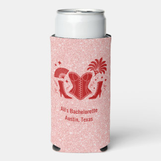 Roze + Rode Las Vegas Showgirl Bruidsmeisje Seltzer Blikjeskoeler