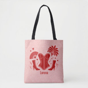 Roze + Rode Las Vegas Showgirl Bruidsmeisje Tote Bag