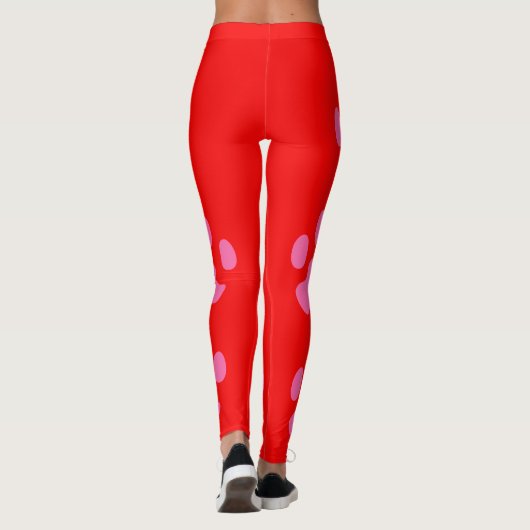 Roze rode Leggings met poten (Achterkant)