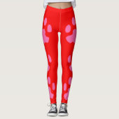 Roze rode Leggings met poten (Voorkant)