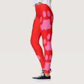 Roze rode Leggings met poten (Links)