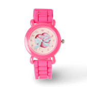 roze rode liefde hart en witte boog horloge (Voorkant)