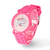 roze rode liefde hart en witte boog horloge (Hoek)