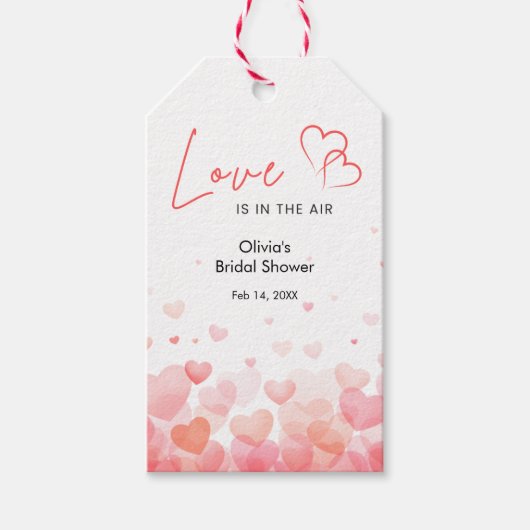 Roze & Rode Liefde is in de Lucht Bruiloft Borrel Cadeaulabel (Voorkant)