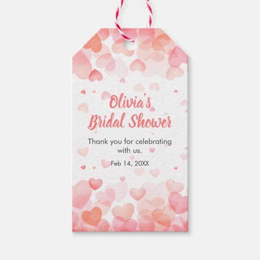 Roze & Rode Liefde is in de Lucht Bruiloft Feest  Cadeaulabel (Voorkant)
